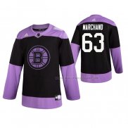 Maillot Hockey Boston Bruins Brad Marchand 2019 Fights Cancer Noir