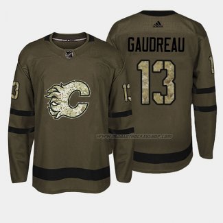 Maillot Hockey Calgary Flames Johnny Gaudreau 2018 Salute To Service Vert Militar