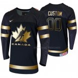 Maillot Hockey Canada Personnalise 2020 Iihf World Junior Championship Golden Edition Limited Noir