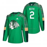 Maillot Hockey Chicago Blackhawks Duncan Keith 2018 Dia de San Patricio Vert