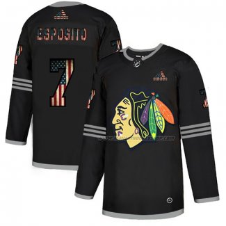 Maillot Hockey Chicago Blackhawks Phil Esposito 2020 USA Flag Noir