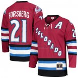 Maillot Hockey Colorado Avalanche Peter Forsberg Mitchell & Ness 2001-02 Alterner Captain Blue Line Rouge