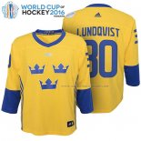Maillot Hockey Enfant Suecia Henrik Lundqvist Premier 2016 World Cup Jaune
