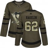 Maillot Hockey Femme Pittsburgh Penguins Carl Hagelin 2018 Salute To Service Vert Militar