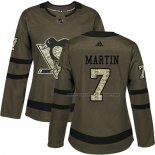 Maillot Hockey Femme Pittsburgh Penguins Paul Martin 2018 Salute To Service Vert Militar