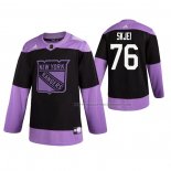 Maillot Hockey New York Rangers Brady Skjei 2019 Fights Cancer Noir