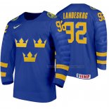 Maillot Hockey Suecia Gabriel Landeskog Exterieur 2020 Iihf World Junior Championships Bleu