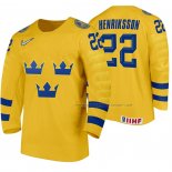 Maillot Hockey Suecia Karl Henriksson Domicile 2020 Iihf World Junior Championship Jaune