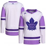 Maillot Hockey Toronto Maple Leafs Blank Practice Authentique 2018 Fights Cancer Blanc Volet