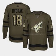 Maillot Hockey Arizona Coyotes Christian Dvorak 2018 Salute To Service Vert Militar