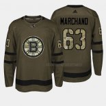 Maillot Hockey Boston Bruins Brad Marchand 2018 Salute To Service Vert Militar