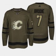 Maillot Hockey Calgary Flames Tj Brodie 2018 Salute To Service Vert Militar