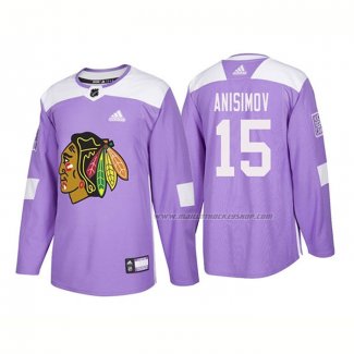 Maillot Hockey Chicago Blackhawks Artem Anisimov Authentique 2018 Fights Cancer Volet