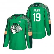 Maillot Hockey Chicago Blackhawks Jonathan Toews 2018 Dia de San Patricio Vert