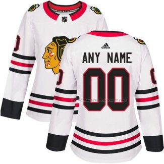 Maillot Hockey Femme Chicago Blackhawks Personnalise Exterieur Blanc