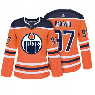 Maillot Hockey Femme Edmonton Oilers Connor Mcdavid Authentique Joueur Orange