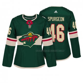 Maillot Hockey Femme Minnesota Wild Jarojo Spurgeon Authentique Joueur Vert