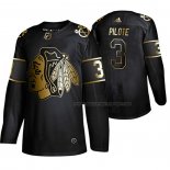 Maillot Hockey Golden Edition Chicago Blackhawks Pierre Pilote Retired Joueur Authentique Noir