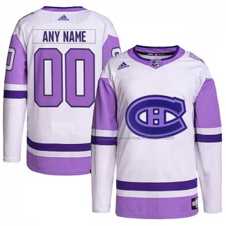 Maillot Hockey Montreal Canadiens Personnalise Fights Cancer Authentique Blanc Volet