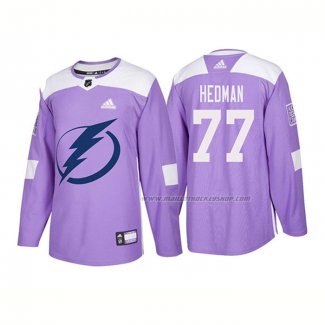 Maillot Hockey Tampa Bay Lightning Victor Hedman Authentique 2018 Fights Cancer Volet