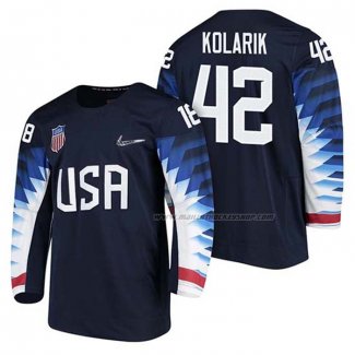 Maillot Hockey USA Chad Kolarik 2018 Olympic Bleu