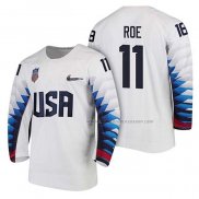 Maillot Hockey USA Garrett Roe 2018 Olympic Blanc