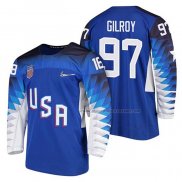 Maillot Hockey USA Matt Gilroy 2018 Olympic Bleu2