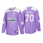 Maillot Hockey Washington Capitals Braden Holtby Authentique 2018 Fights Cancer Volet