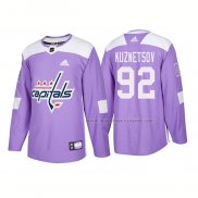 Maillot Hockey Washington Capitals Evgeny Kuznetsov Authentique 2018 Fights Cancer Volet