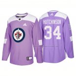 Maillot Hockey Winnipeg Jets Michael Hutchinson Authentique 2018 Fights Cancer Volet