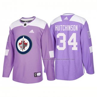 Maillot Hockey Winnipeg Jets Michael Hutchinson Authentique 2018 Fights Cancer Volet