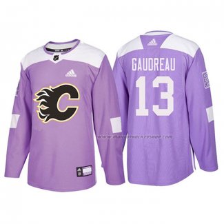 Maillot Hockey Calgary Flames Johnny Gaudreau 2018 Fights Cancer Volet