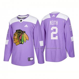 Maillot Hockey Chicago Blackhawks Duncan Keith Authentique 2018 Fights Cancer Volet