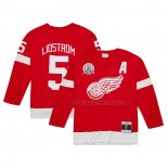 Maillot Hockey Detroit Red Wings Nicklas Lidstrom Mitchell & Ness Alterner Captain Patch 2001-02 Blue Line Rouge
