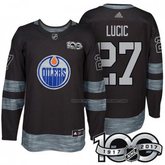 Maillot Hockey Edmonton Oilers Milan Lucic 1917-2017 100th Anniversaire Noir