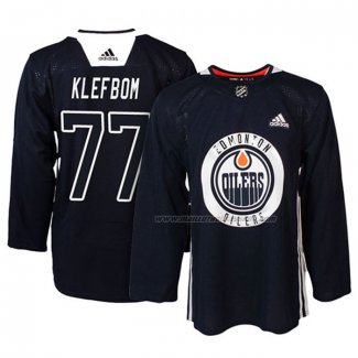 Maillot Hockey Edmonton Oilers Oscar Klefbom New Season Practice Bleu