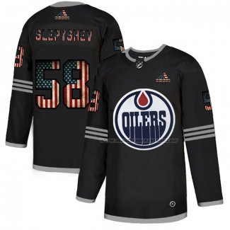 Maillot Hockey Edmonton Oilers Slepyshey 2020 USA Flag Noir