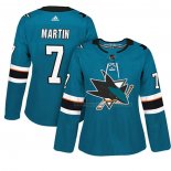 Maillot Hockey Femme San Jose Sharks Paul Martin Authentique Joueur Vert