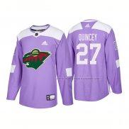 Maillot Hockey Minnesota Wild Kyle Quincey Authentique 2018 Fights Cancer Volet