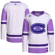 Maillot Hockey Montreal Canadiens Blank Practice Authentique 2018 Fights Cancer Blanc Volet