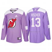 Maillot Hockey New Jersey Devils Nico Hischier 2018 Fights Cancer Volet