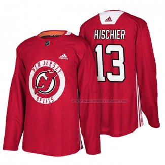 Maillot Hockey New Jersey Devils Nico Hischier New Season Practice Rouge