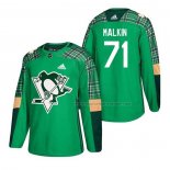 Maillot Hockey Pittsburgh Penguins Evgeni Malkin 2018 Dia de San Patricio Vert