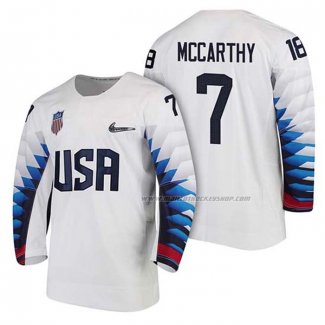 Maillot Hockey USA John Mccarthy 2018 Olympic Blanc