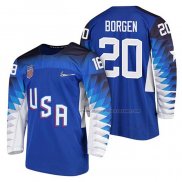 Maillot Hockey USA Will Borgen 2018 Olympic Bleu2