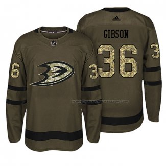 Maillot Hockey Anaheim Ducks John Gibson Salute To Service Vert Militar