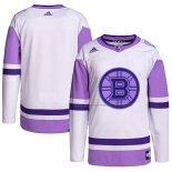 Maillot Hockey Boston Bruins Blank Practice Authentique 2018 Fights Cancer Blanc Volet