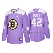 Maillot Hockey Boston Bruins David Backes Authentique 2018 Fights Cancer Volet