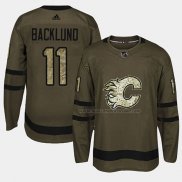 Maillot Hockey Calgary Flames Mikael Backlund 2018 Salute To Service Vert Militar