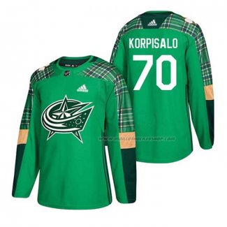 Maillot Hockey Columbus Blue Jackets Joonas Korpisalo 2018 Dia de San Patricio Vert